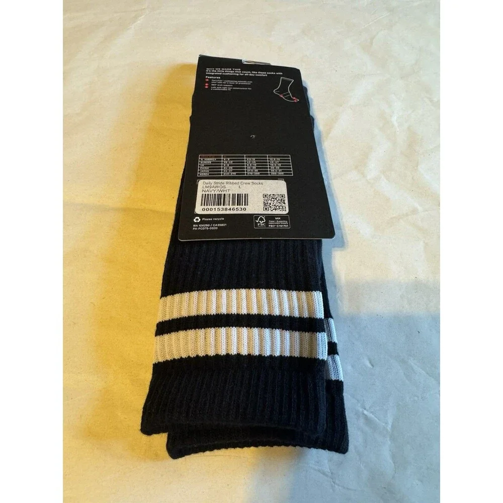 Lululemon Daily Stride Ribbed Crew Tennis Club Socks Navy Cushioned Size L